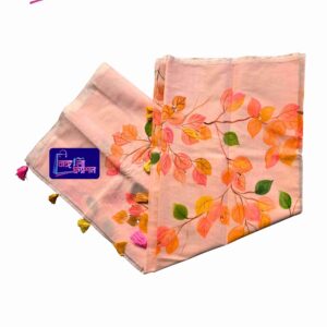 Bagan Bilash Handpaint Saree Orange Bangali Fashion