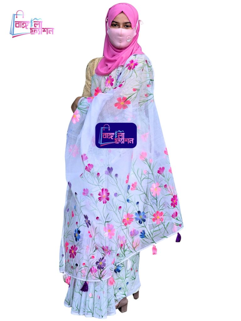 Cosmos Handpaint Saree by Bangali Fashion