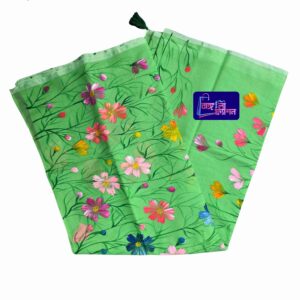Cosmos Handpaint Saree Green Bangali Fashion